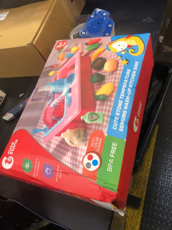 Photo 1 of CUTE STONE Color Changing Play Kitchen Sink Toys, Children Electric Dishwasher Playing Toy with Running Water,Upgraded Real Faucet and Play Dishes,Pretend Role Play Toys for Kids Boys Girls