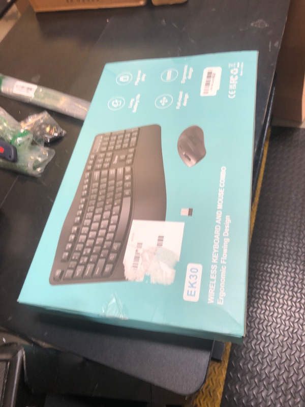 Photo 1 of Wireless Keyboard and Mouse Combo,2.4G Full Size Wave Keys Ergonomic Keyboard with Wrist Rest for Natural Typing, 3 DPI Adjustable Ergonomic Silent Mouse for Computer/Laptop/Windows/Mac (Black)