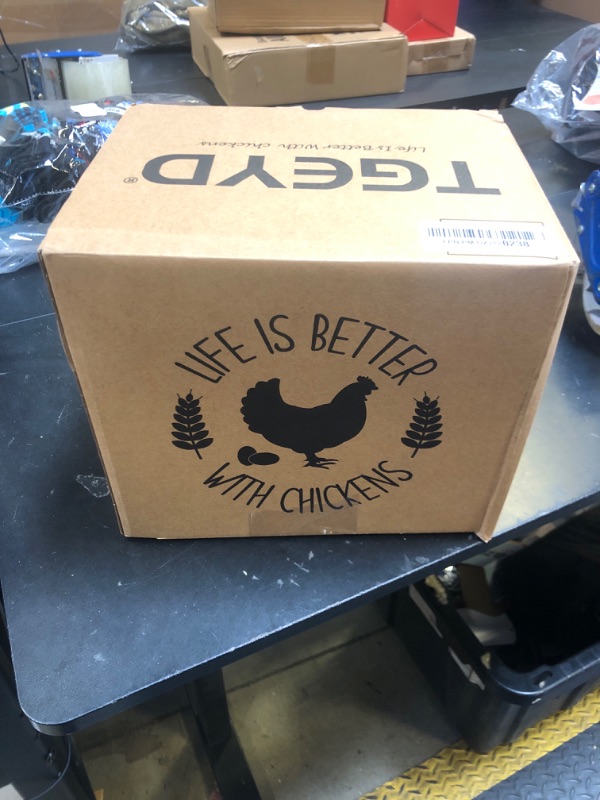 Photo 1 of ?Tgeyd Chicken Feeder, 10 LB Chicken Coop Accessories, Chicken Feeders No Waste for Chicks and Hens, Waterproof Automatic Chicken Feeder, Hanging Chicken Feeder with 3 Ports (Patent Product)