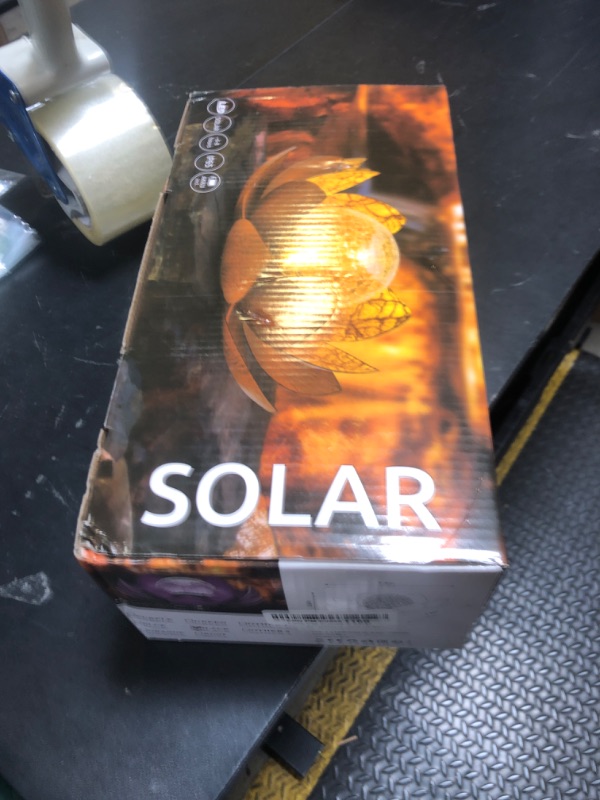 Photo 1 of Garden Solar Light Outdoor(2Pack), Amber Crackle Globe Glass Lotus Decoration, Waterproof Gary Metal LED Flower Lights for Patio,Lawn,Walkway,Tabletop, Garden Gifts for Women
