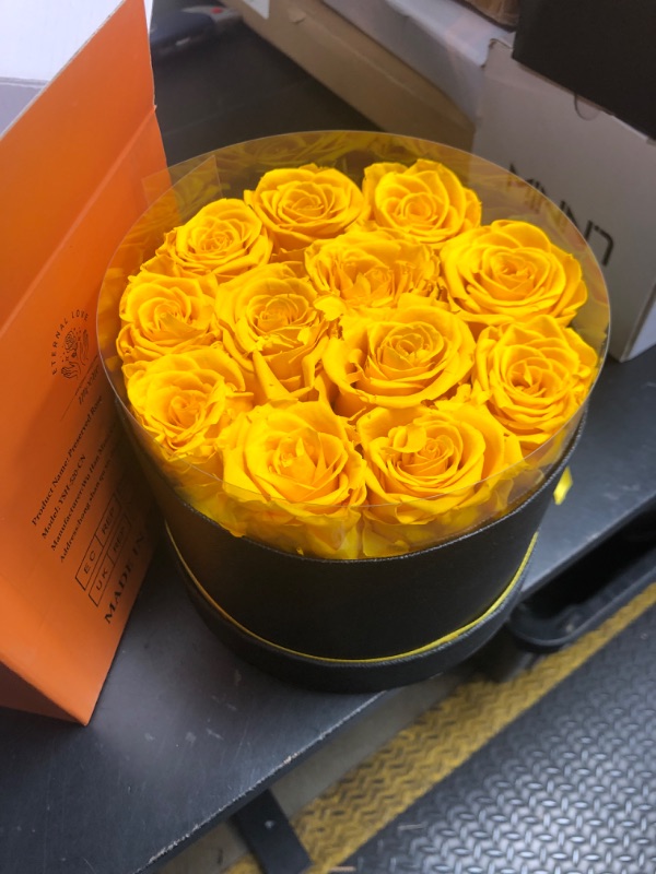 Photo 1 of Impouo Forever Flowers,12 Red Roses in A Box, Real Preserved Roses, Birthday Gift for Women, Mother's Day, Anniversary Day- YELLOW Roses