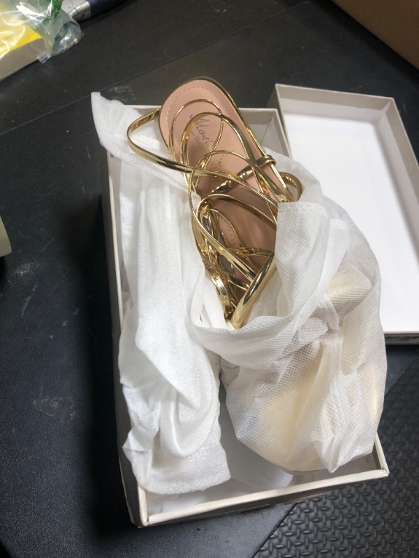 Photo 1 of Mostrin Gold Strappy Heels for Women Lace Up Heels Tie Up Stiletto Heeled Sandals Square Open Toe High Heels for Prom, Party and Weddings Size 9.5
