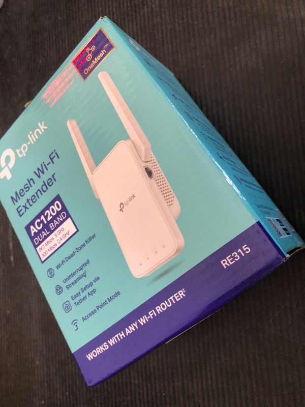 Photo 1 of TP-Link AC1200 WiFi Extender, 2025 Wirecutter Best WiFi Extender, 1.2Gbps home signal booster, Dual Band 5GHz/2.4GHz, Up to 1600 Sq.ft and 32 Devices, EasyMesh Compatible, One Ethernet Port (RE315)