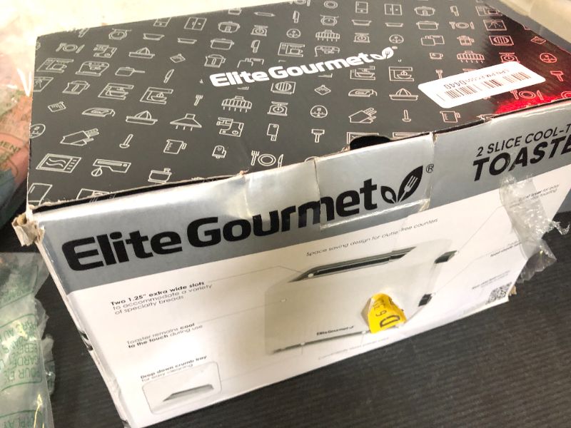 Photo 1 of Elite Gourmet ECT-1027 Cool Touch Toaster, 7 Toast Settings Cancel Functions, Slide Out Crumb Tray, Extra Wide 1.5" Slots for Bagels Waffles Specialty Breads, Puff Pastry, Snacks, White