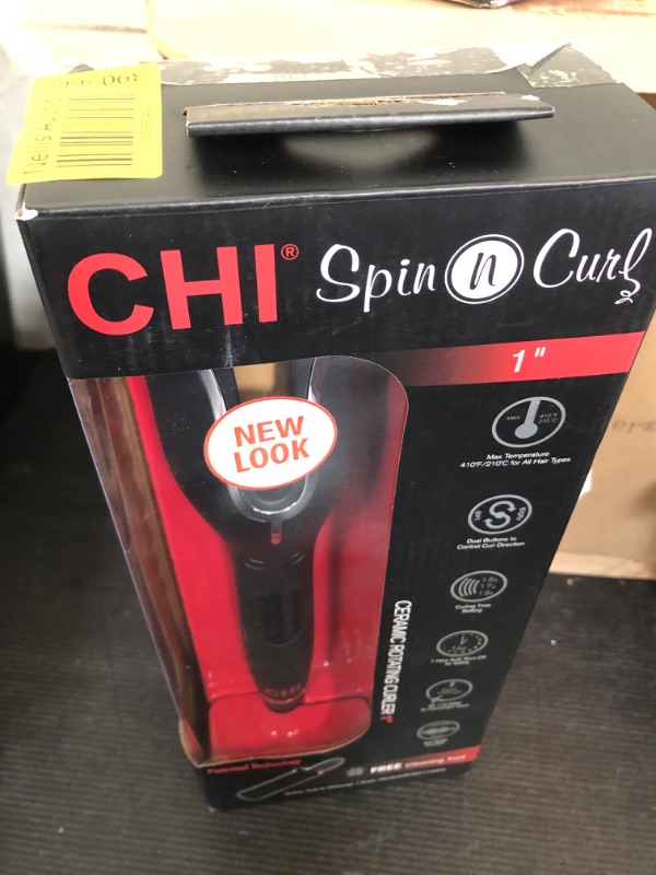 Photo 1 of CHI Spin N Curl, Curling Iron For Healthy & Shiny Effortless Curls & Waves, Provides Preset Temperature Settings For Each Hair Texture, Onyx Black