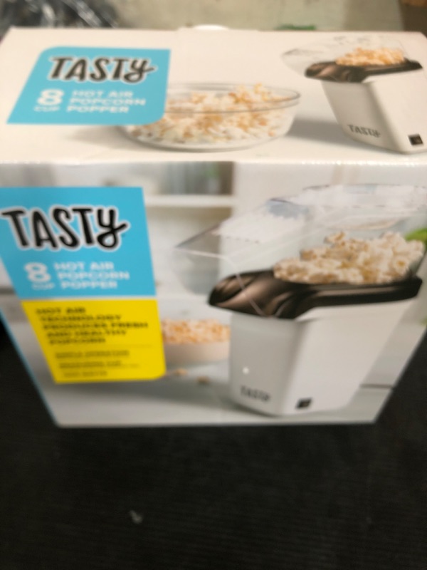 Photo 1 of Tasty Hot Air Popcorn Popper, Healthy and Delicious Popcorn in Minutes, Fast and Easy-to-Use, Built-In Measuring Cup and Butter Warmer, 8 Cups, White