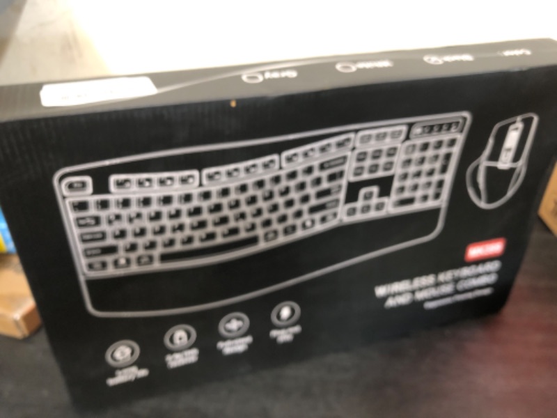 Photo 1 of Wireless Keyboard and Mouse Combo, 2.4G Full Size Wave Keys Ergonomic Keyboard with Wrist Rest and 3-Level DPI Adjustable Wireless Ergonomic Mouse for Windows, Mac OS Desktop/Laptop/PC(Black) 