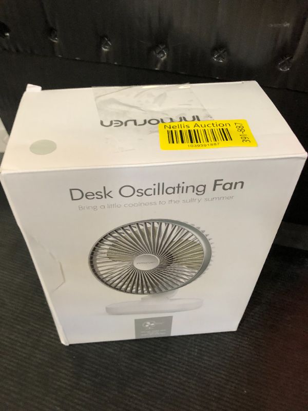 Photo 1 of CONBOLA Small Desk Fan for Bedroom, 4000mAh Battery Powered Rechargeable, 90 Vertical Manual and 120 Oscillating, 4 Speeds Air Circulator, Quiet Table for Home Office, White