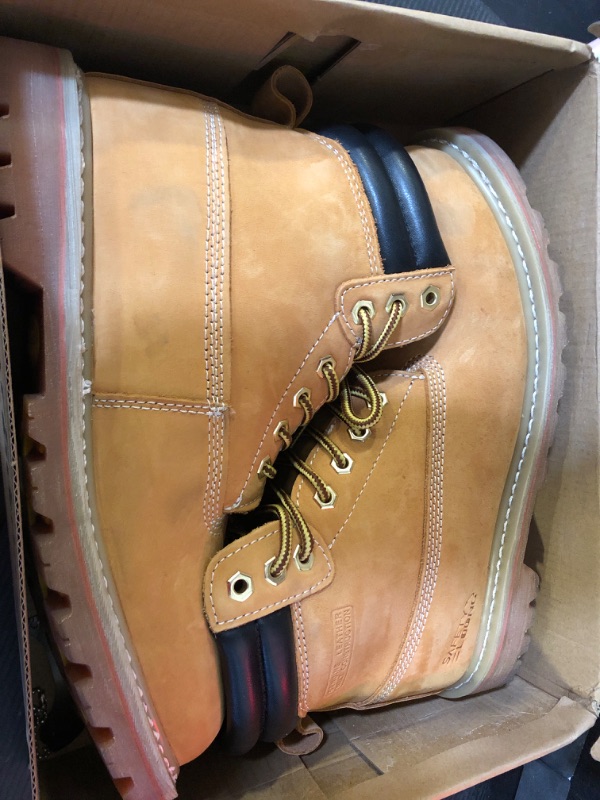 Photo 1 of SAFETY LOONG Work Boots for Men Soft Toe Non Slip Rubber Sole Comfortable Full Grain Leather Waterproof Goodyear Welt Construction Shoes 10.5