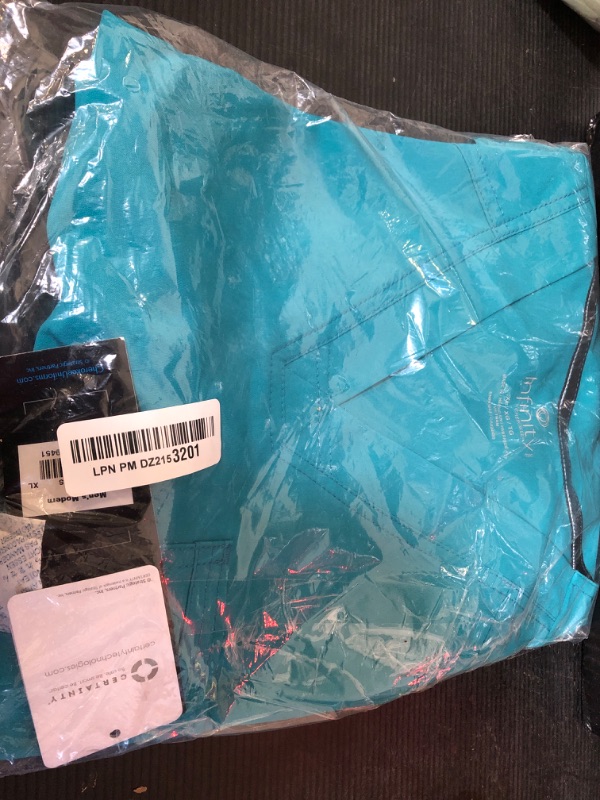 Photo 1 of Infinity V- Neck Men's Scrub Top with Rib Knit Back Panels CK900A, XL, Teal Blue