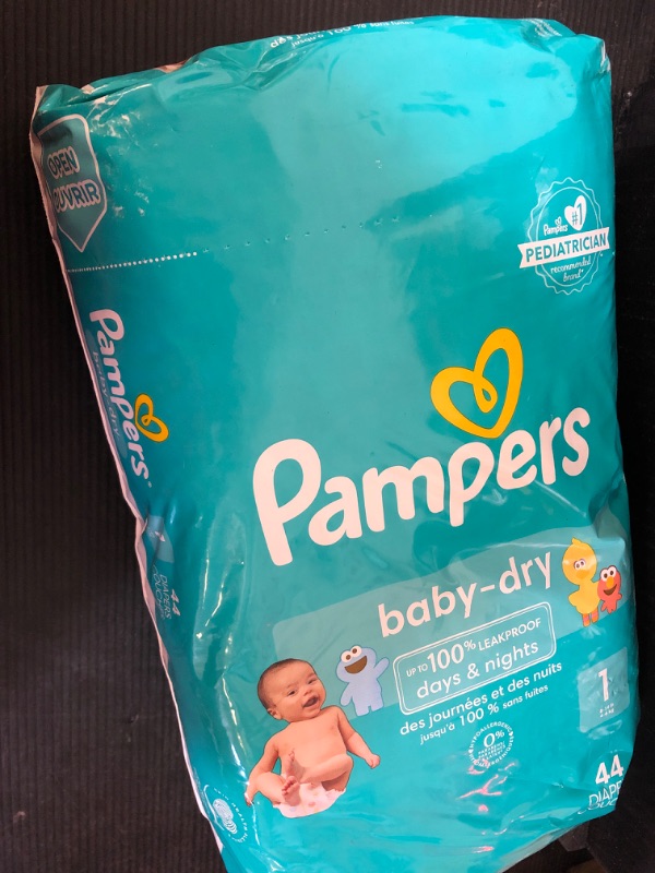 Photo 1 of Pampers Diapers - Baby Dry - Size 1, 44 Count, Absorbent Disposable Infant Diaper (Packaging May Vary)