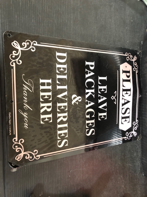 Photo 1 of Faittoo Please Leave Packages and Deliveries Here Sign, 14 x 10 Inch Reflective Aluminum Sign, UV Protected and Weatherproof, Durable Ink, Easy to Install and Read, Indoor/Outdoors Use