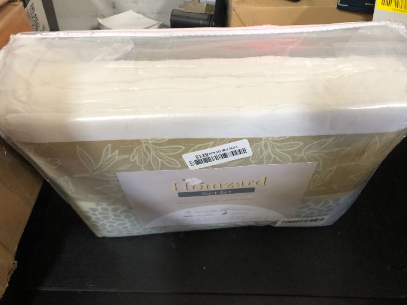 Photo 1 of Homzard Quilt Queen Size - Queen Comforter Set,Mustard Yellow Beige Grey All Cotton Quilted Bedspread Set,Striped Floral Pattern Bedding,Lightweight Paisley 3 Piece,All Seasons