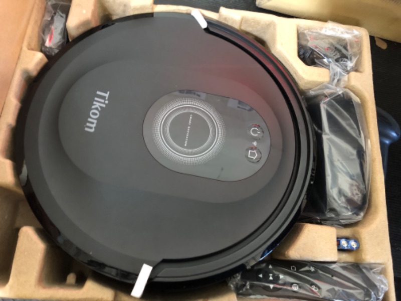 Photo 1 of Tikom Robot Vacuum and Mop Combo, 5000Pa Robotic Vacuum Cleaner, 150 Min Max, App & Remote Control, Ideal for Hard Floor, Carpet, Pet Hair, Self-Charge(G8000 Max) 
