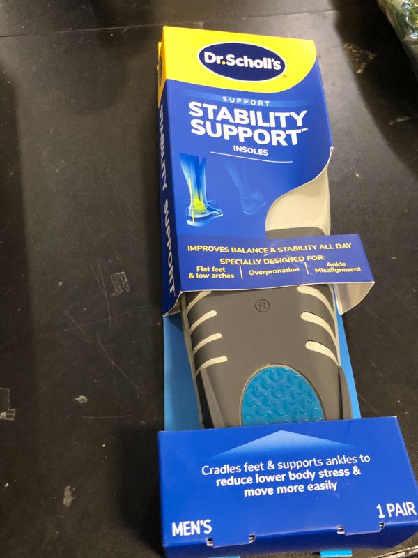 Photo 1 of Dr. Scholl's Stability Support Insoles, Flat Feet & Overpronation Low Arch Support, Improves Balance & Stability, Motion Control, Trim Inserts to Fit Shoes, Men's Size 8-14