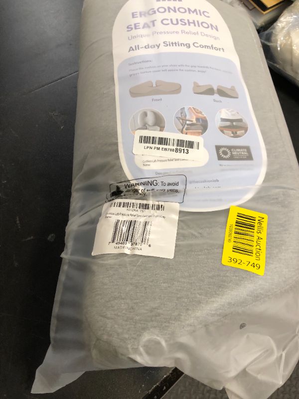 Photo 1 of C CUSHION LAB Patented Pressure Relief Seat Cushion for Long Sitting Hours on Office/Home Chair, Car, Wheelchair - Extra-Dense Memory Foam for Hip, Tailbone, Coccyx, Sciatica - Light Grey