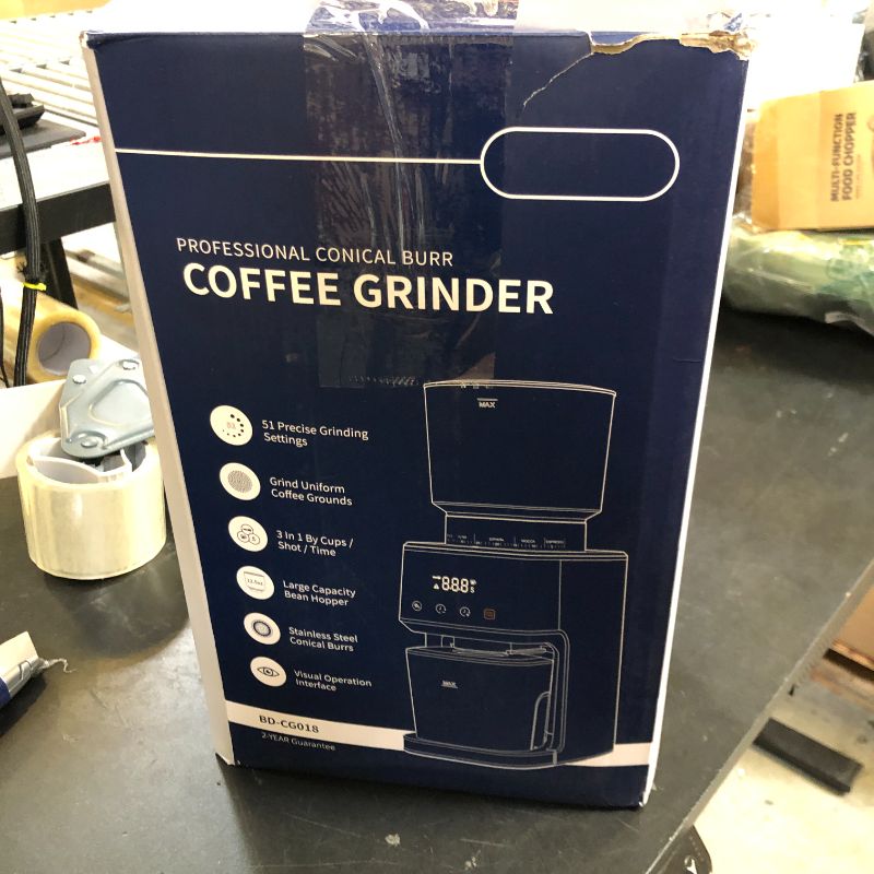 Photo 1 of SHARDOR Conical Burr Espresso Coffee Grinder Electric with Precision Timer 2.0, Touchscreen Adjustable Burr Mill with 51 Precise Settings for Home Use, Anti-static, Stainless Steel