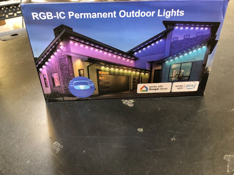 Photo 1 of Nexillumi Permanent Outdoor Lights for House, 100ft Smart RGB Outside Lights with 72 Scene Modes, IP68 Waterproof Eaves Lighting for Christmas All Holiday Decorations
