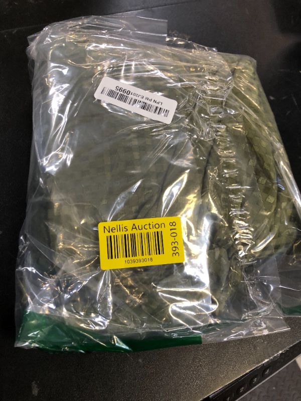 Photo 1 of xuan dian Queen Bed Skirt, Pleated Waffle Weave Bed Skirt with Split Corners, Tailored Dust Ruffle 14 Inch Drop Easy Fit, Machine Washable (Green, Queen - 14" Drop)