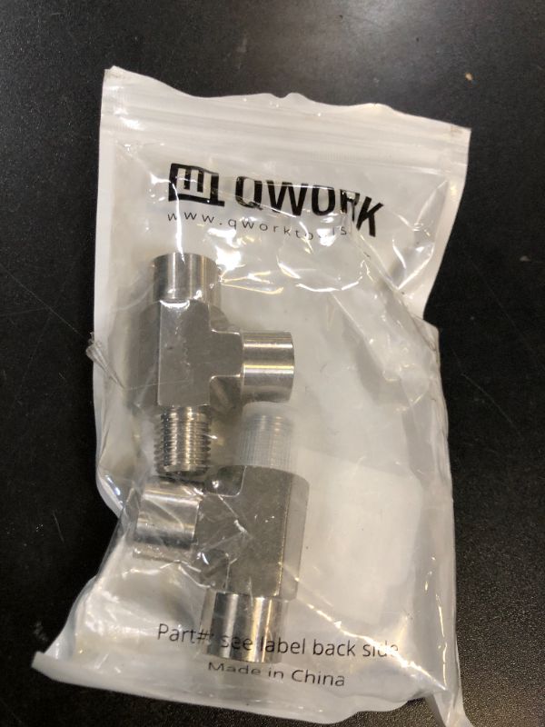 Photo 1 of QWORK 304 Stainless Steel Forged Tee Pipe Fitting - 1/4" NPT Female Thread, 2 Pack, T-Shape, 2000 PSI, Corrosion Resistant