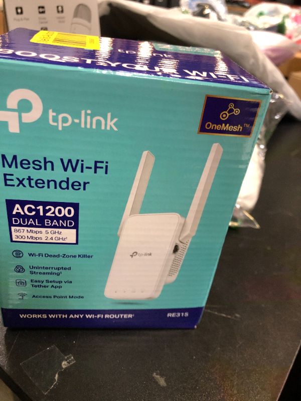 Photo 1 of TP-Link AC1200 WiFi Extender, 2025 Wirecutter Best WiFi Extender, 1.2Gbps home signal booster, Dual Band 5GHz/2.4GHz, Up to 1600 Sq.ft and 32 Devices, EasyMesh Compatible, One Ethernet Port (RE315)