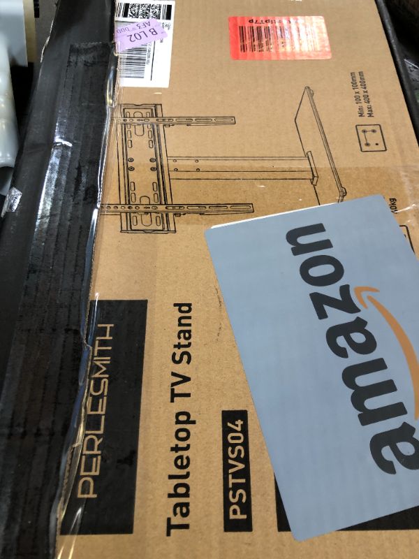 Photo 1 of PERLESMITH Universal TV Stand, Table Top TV Stand for 32-60 inch TVs & Monitors, Height Adjustable TV Mount Stand Holds up to 88 lbs with Tempered Glass Base & Wire Management, VESA 400x400mm PSTVS04