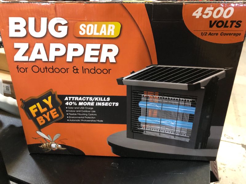 Photo 1 of Solar Bug Zapper Outdoor, Jinyeda 4500V Rechargeable Mosquito Zapper 4000mAh Battery, Detachable Solar Panel, Waterproof Mosquito Killer, Cordless Fly Insect Zapper for Indoor Patio Garden Camping