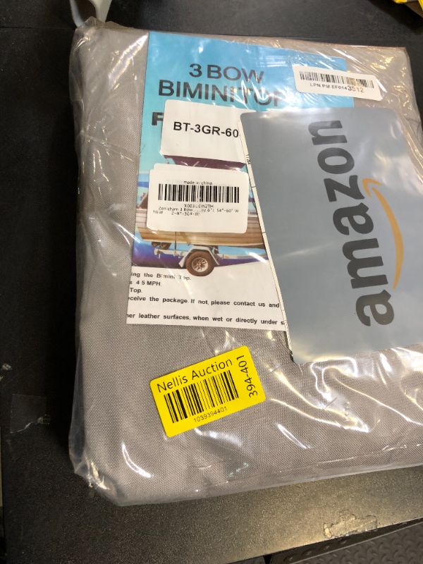 Photo 1 of Zenicham 3 Bow Fade and Crack Resistant Bimini Top Replacement Cover, 600D Marine Grade Waterproof Sun Shade Boat Canopy, Easy Install Zipper Sleeves Boat Awning/Without Frame, Grey 6'L 54"-60" W