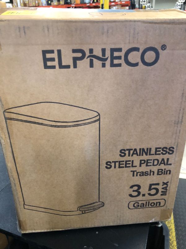 Photo 1 of ELPHECO Bathroom Trash Can with Lid Soft Close, 3.5 Gallon / 13.5 Litre Stainless Steel Pedel Garbage Can with Removable Inner Bucket, Wastebasket for Bathroom, Office, Bedroom, Matte White