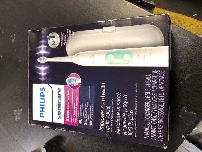 Photo 1 of Philips Sonicare ProtectiveClean 5100 Rechargeable Electric Toothbrush, with Pressure Sensor, 3 Cleaning Modes, SmarTimer and QuadPacer, 14-Day Battery Life, Travel Case, White, Model HX6857/11
