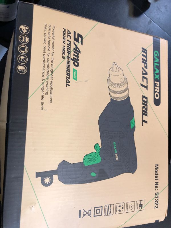 Photo 1 of GALAX PRO 4.5Amp 0-3000RPM Corded Hammer Drill, 5pcs Bit, Hammer and Drill 2 Functions in 1 with 12 Variable Speed, 1/2 Inch Keyed Metal Chuck, 360°Rotating Handle