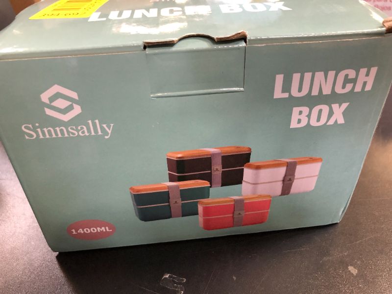 Photo 1 of Sinnsally Bento Box Adult Lunch Box with Compartments for Women & Men,(47oz)Stackable Japanese Bento Lunchbox,Rectangle Lunchable Food Container with Utensil Set,Leak-Proof & Microwave/Dishwasher Safe