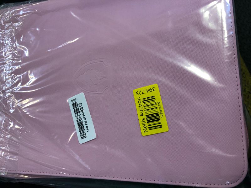 Photo 1 of Fabmaker 9-Pocket PU Cover Zipper Trading Card Collection Album - Sturdy 360 Side-Loading Binder for MTG, TCG, Sports Cards (Pink)