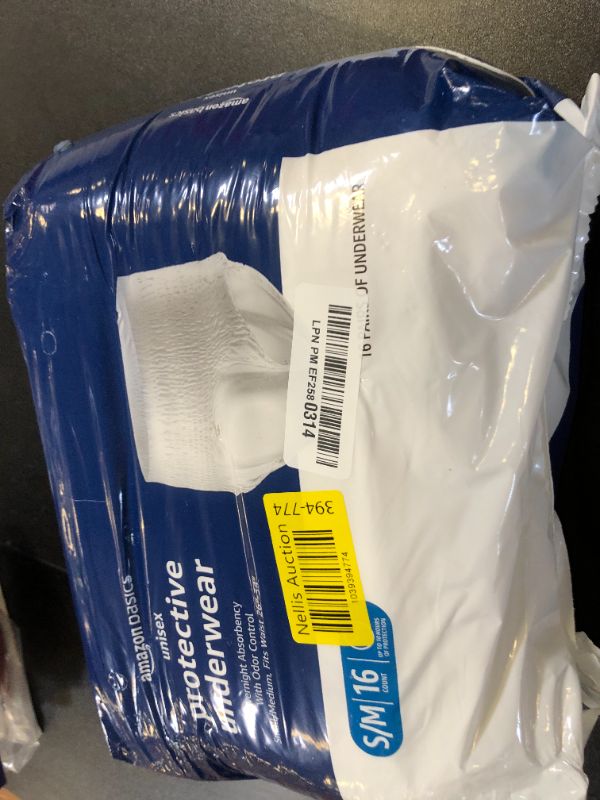 Photo 1 of Amazon Basics Unisex Protective Underwear, Overnight Absorbency, Small/Medium, 16 Count, (1 Pack of 16)