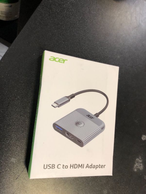 Photo 1 of acer USB C to HDMI Adapter, 4K@60Hz HDMI to Type C Adapter with 100W PD, USB A 3.0 Port, 3 in 1 USBC Digital av Multiport Converter for Laptop, MacBook, iPad, iPhone 15/16, Tablets, Switch, etc