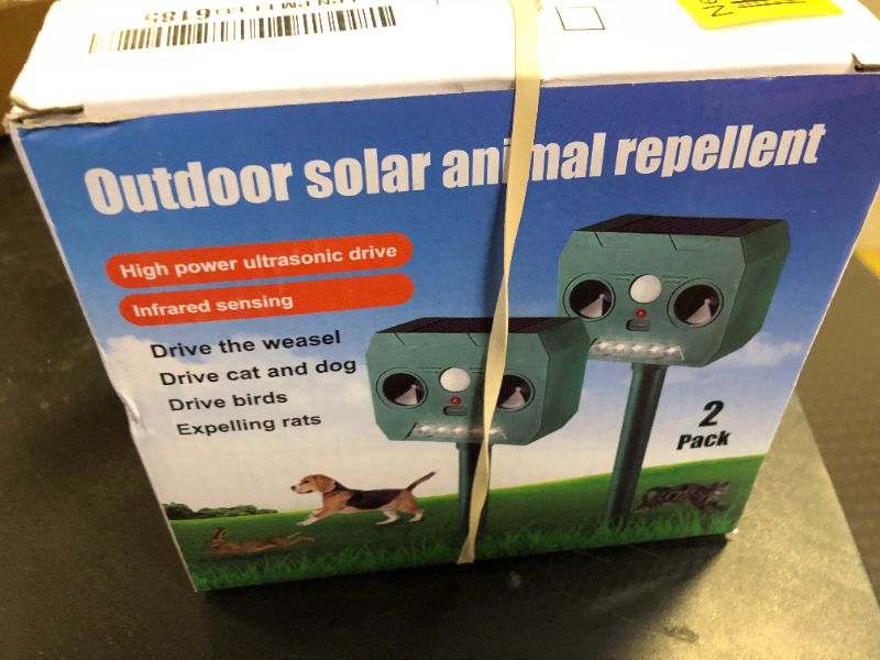 Photo 1 of Solar Ultrasonic Animal Repellent Outdoor, Dog Repellent for Yard, Deer Repeller Device Waterproof Motion Detection Suitable for Cat Rabbit Raccoon Squirrel Skunk Coyote, Farm Garden (2Pack)