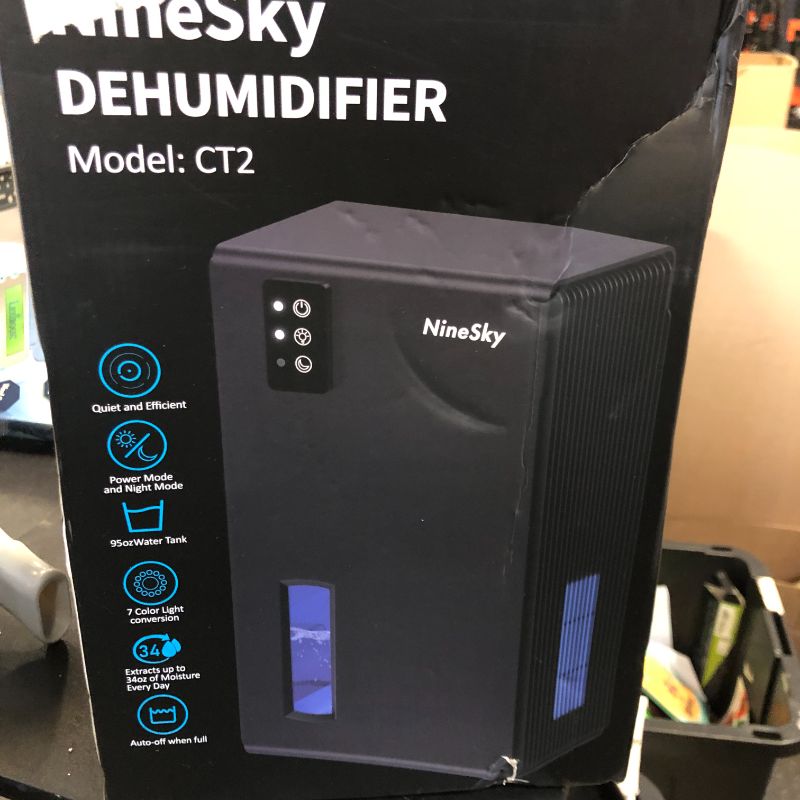 Photo 1 of NineSky Dehumidifier for Home, 95 OZ Water Tank, (1000 sq.ft) Dehumidifiers for Bathroom Bedroom Basement with Auto Shut Off,7 Colors LED Light (Black)
