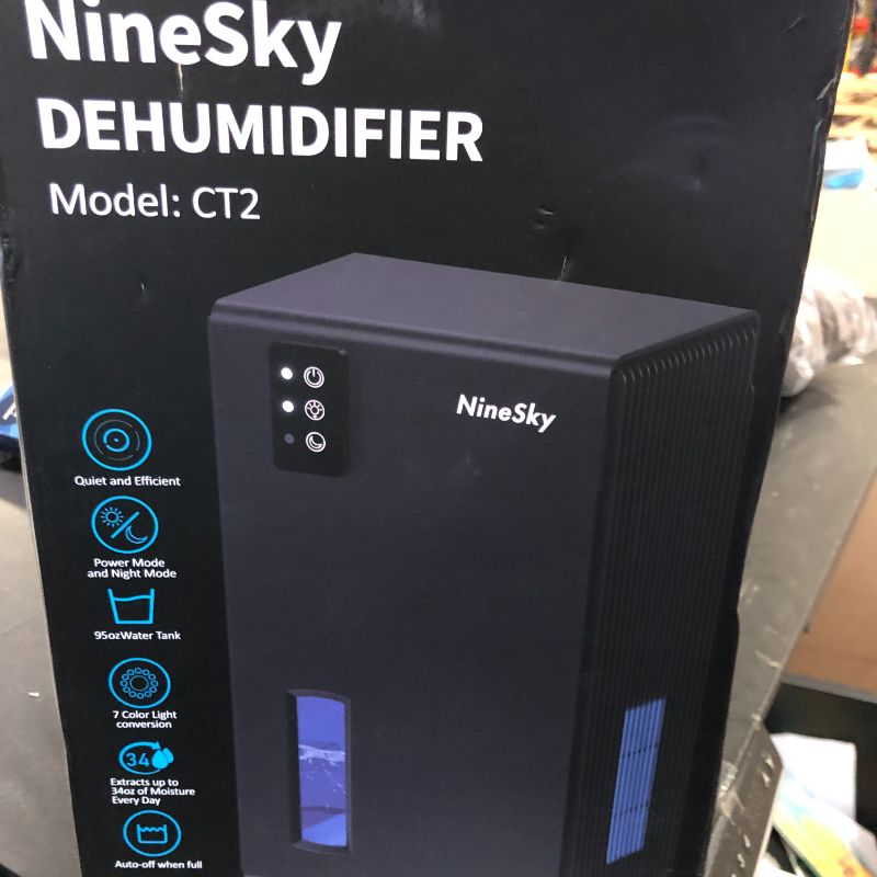 Photo 1 of NineSky Dehumidifier for Home, 95 OZ Water Tank, (1000 sq.ft) Dehumidifiers for Bathroom Bedroom Basement with Auto Shut Off,7 Colors LED Light (Black)