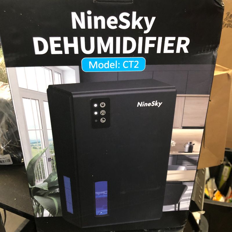 Photo 1 of NineSky Dehumidifier for Home, 95 OZ Water Tank, (1000 sq.ft) Dehumidifiers for Bathroom Bedroom Basement with Auto Shut Off,7 Colors LED Light (Black)