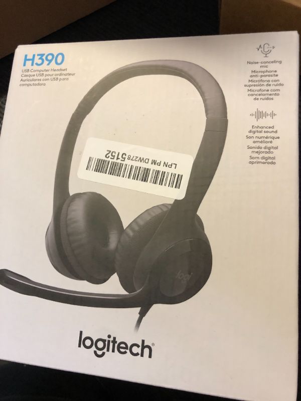 Photo 1 of Logitech H390 Wired Headset for PC/Laptop, Stereo Headphones with Noise Cancelling Microphone, USB-A, In-Line Controls, Works with Chromebook