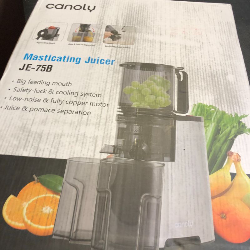 Photo 1 of Cold Press Juicer, 5.8" Wide Feed Chute Juice Extractor Machine with 400W, High Juice Yield, Slow Masticating Juicer for Whole Vegetables & Fruits, Metallic Silver
