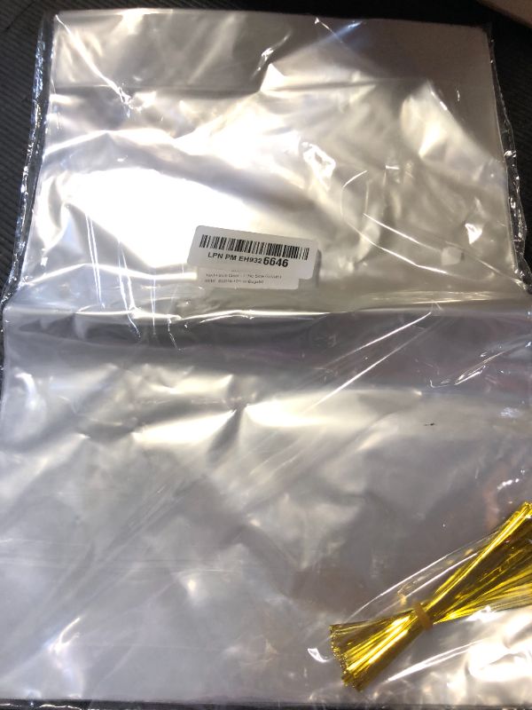 Photo 1 of 10x14x3.3 Inch Flat Bottom Gusset Treat Bags, 50 Pcs Clear Cellophane Gift Bags with 50 Twist Ties Goodie Bags for Easter Party Favor Cookie, Popcorn, Gift