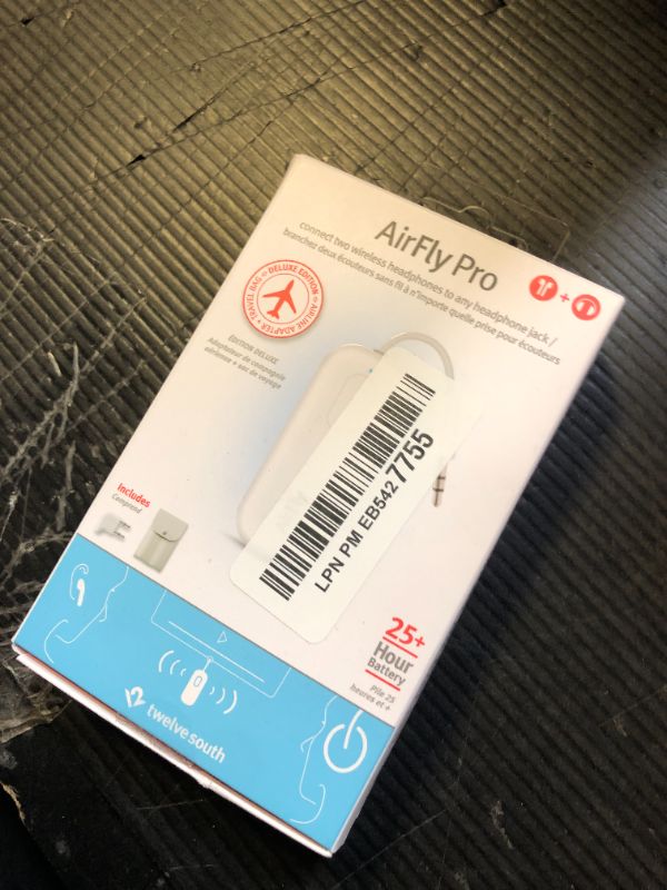 Photo 1 of Twelve South AirFly Pro Deluxe | Bluetooth Wireless Audio Transmitter/Receiver for up to 2 AirPods/Wireless Headphones Use with 3.5mm Audio Jack; International Headphone Adapter & Travel Case