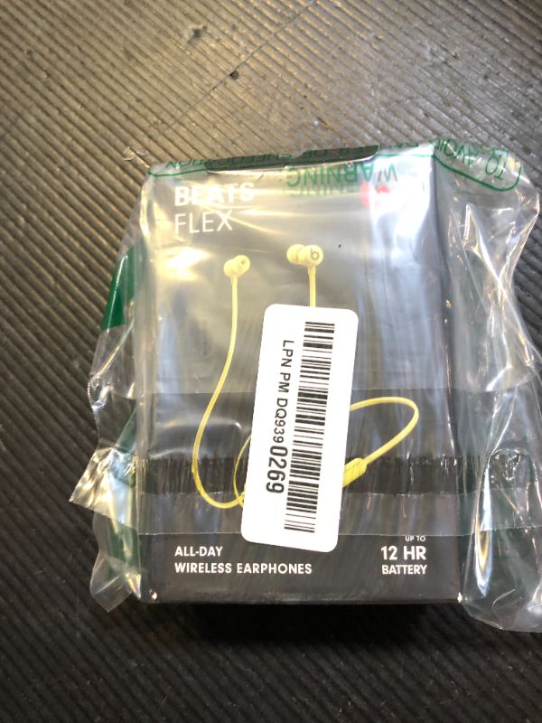 Photo 1 of Beats Flex Wireless Earbuds - Apple W1 Headphone Chip, Magnetic Earphones, Class 1 Bluetooth, 12 Hours of Listening Time, Built-in Microphone - Yuzu Yellow
