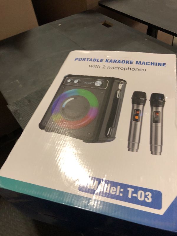 Photo 1 of VOSOCO Karaoke Machine, Portable Bluetooth Karaoke Speaker with 2 Wireless Microphones, PA System for Adults Kids with LED Lights, Supports REC/FM/AUX/USB/TF for Home Party