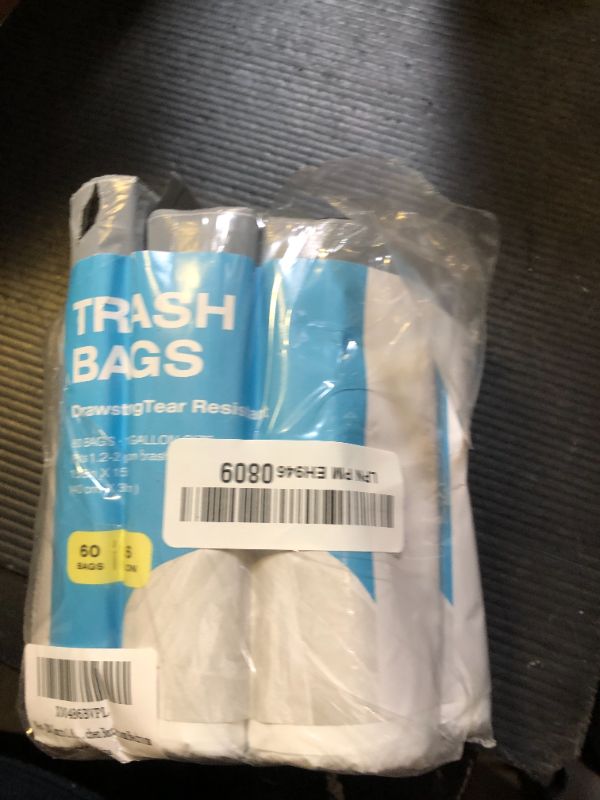 Photo 1 of 120 Counts 1.6 Gallon Mini Drawstring Trash Bags, Small Garbage Bags by KSSKSS, Code a fit 4.5-8 Liter, 1.2-2 Gal, White Trash Bin Liners for Home Office Kitchen Bathroom Bedroom