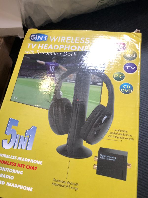 Photo 1 of Wireless TV Headphones, Wireless Headphones for TV Watching with Transmitter Base, Wireless TV Headset with FM Radio Monitor Function for Seniors, Support RCA, AUX, Optic and Coaxial Audio Out Port