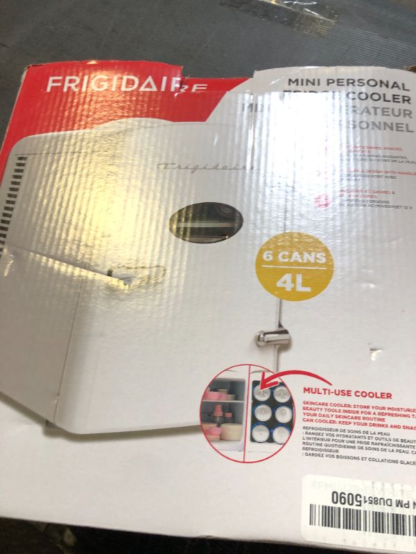 Photo 1 of Frigidaire EFMIS129-WHITE, Mini Portable Fridge, 4 Litres Capacity, Chills Six 12oz Cans, 100% Freon-Free & Eco Friendly, Beverage Cooler- White