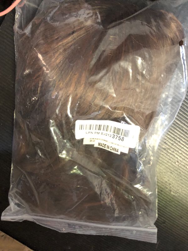 Photo 1 of Brown Wigs With Bangs Short Wavy Wig for Women 14 Inch Brown with Highlight Curly Shoulder Length Bob Wigs Synthetic fiber Hair for Daily Party Use