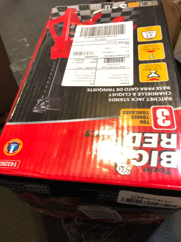 Photo 1 of BIG RED T43202 Torin Heavy Duty Steel Jack Stands: 3 Ton (6,000 lb) Capacity Car Lifting Stand,1 Pair (Not Suitable for SUV,Truck)